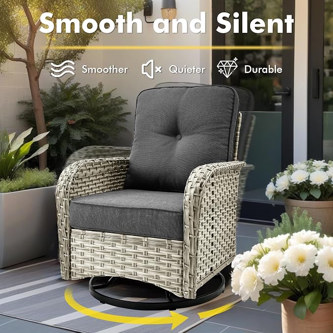 CAODOC Outdoor Sectional Patio Furniture Set,10 Pieces Wicker Conversation Sets L Shaped Couch,Out Door Sofa Outside Furniture with Swivel Chairs,Black