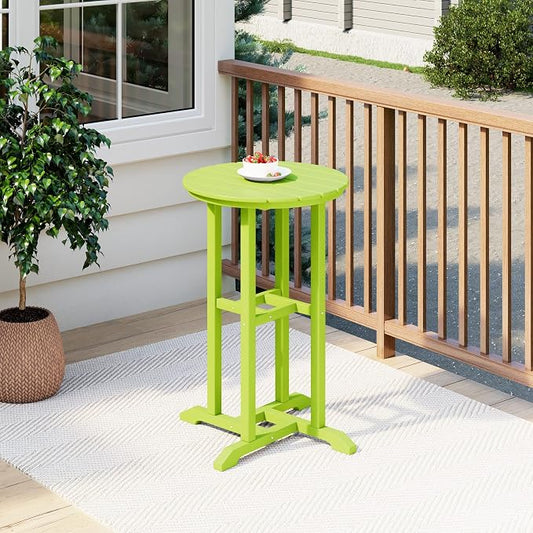 Costaelm Outdoor Bar Table, 37" Counter Height Round Patio Cocktail Bar Table, Patio Bar Table Bistro Dining Table Pub Table for Front Porch Deck, Backyard, Garden, Lime