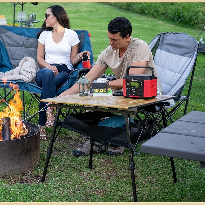 ARROWHEAD OUTDOOR 2-Pack 39" Aluminum Folding Camp Roll Up Table w/Adjustable Height, Undertable Mesh Storage, Carry Bag