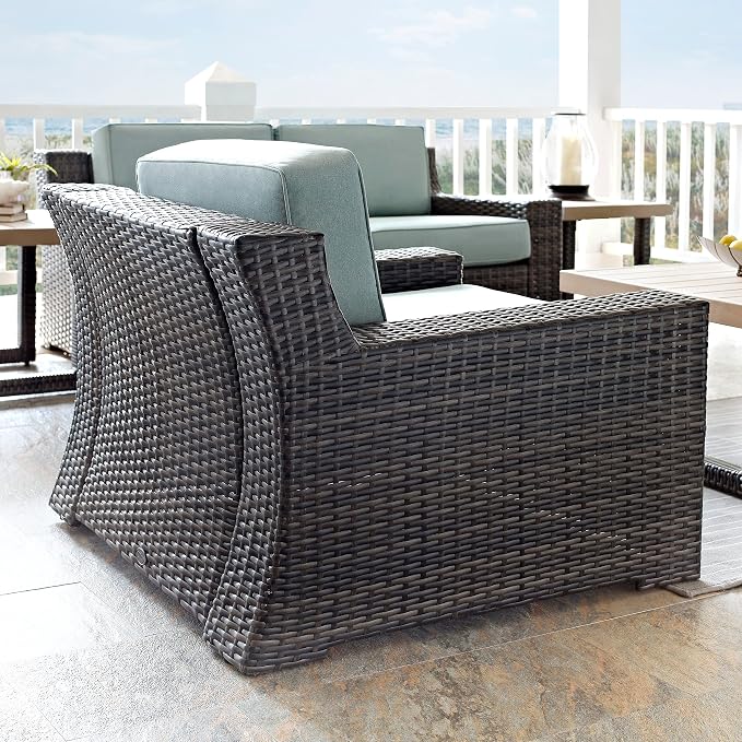 Crosley Furniture Beaufort Beaufort 2-Piece Outdoor Chair Set, Wicker Patio Chairs for Conversation, Porch, Deck, Brown with Mist Cushions
