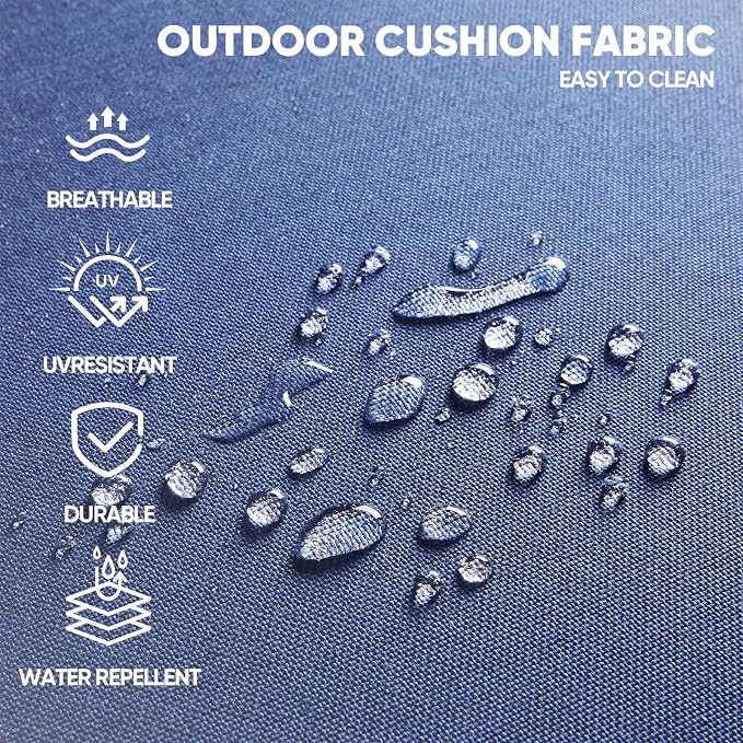 Swivel Patio Chairs Sofa Set of 6-6" Thick Cushion - Wicker Outdoor Swivel Rocker Patio Chair,Sofa/Side Table, High Back Comfortable Outdoor Glider Chairs - Grey Wicker | Blue Cushions