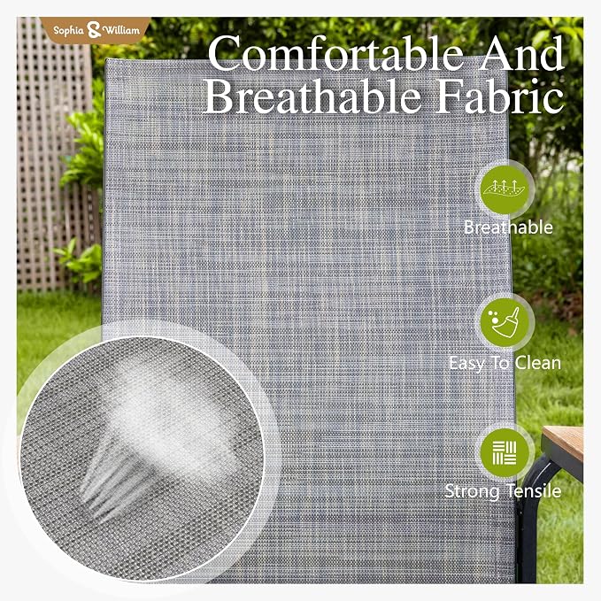 Sophia & William Patio Dining Set for 8 w/Square Table & Aluminum Chairs | Metal table, Grey Stackable Chairs, Breathable & quick-drying, Light-weight & space-saving, Umbrella Hole, Outdoor