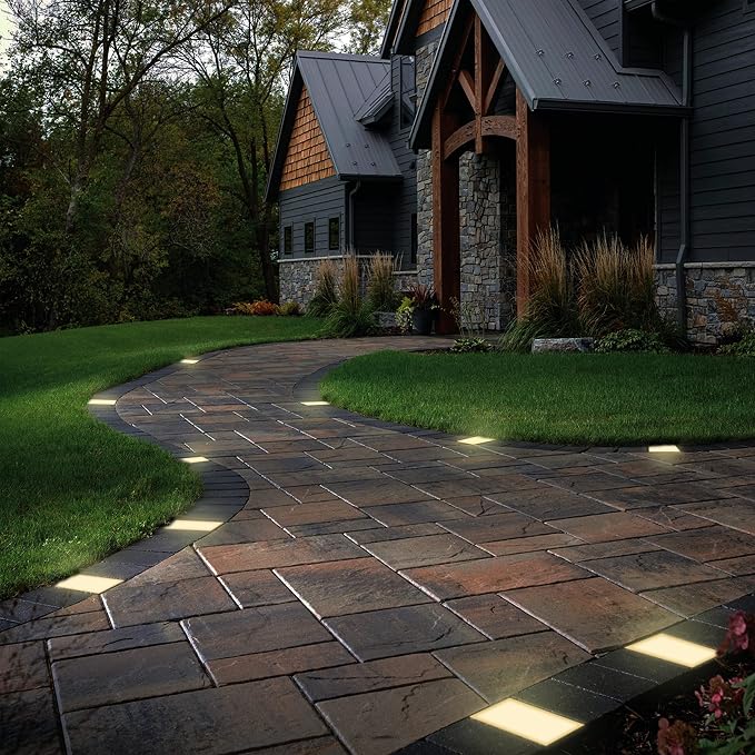 LUMENGY Paver Light 4x8 Inch (3.93x7.87), 2700K Warm White, Glare-Free Brick Lighting for Driveways, Walkways, Pool Decks and Patios, 12V Hardwired, IP67 Waterproof, Drive-Over Rated