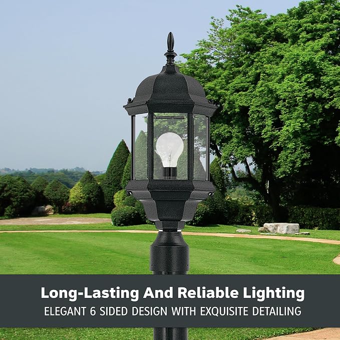 DESIGNERS FOUNTAIN 2976-BK Devonshire Outdoor Post Lanterns, 20 inch, Black