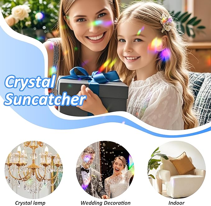 10pcs Crystal Sun Catcher 38mm Clear Teardrops Chandelier Parts Decor | Crystal Sun Catcher, 38mm Hanging Crystal, Chandelier Parts, Prism Pendants with Hook, Crystal Christmas Ornaments Home Decor