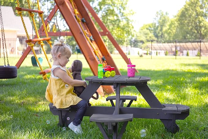 Jack & June Circular Cedar Picnic Table – 100% Cedar Wood – Weather Resistant – Perfect for Outdoor Dining and Entertaining
