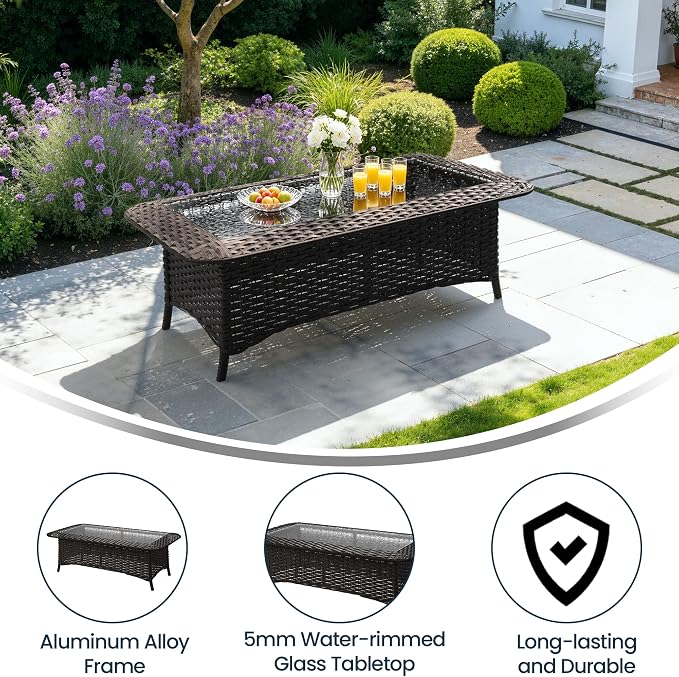Kullavik 7 Pieces Patio Furniture Set,All-Weather Wicker High Back Outdoor Swivel Rocker Patio Chairs with Coffee Table & Thick Cushions,Paito Conversation Set for Porch,Deck,Grey