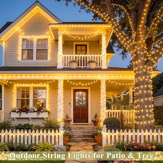 JMEXSUSS 168Ft 600 LED String Lights for Outside, Christmas Lights Outdoor | Indoor Classroom Lights Plug in for Tree Bedroom Patio Wedding Party Holiday Christmas Pergola Decor, Remote, Clear Wire