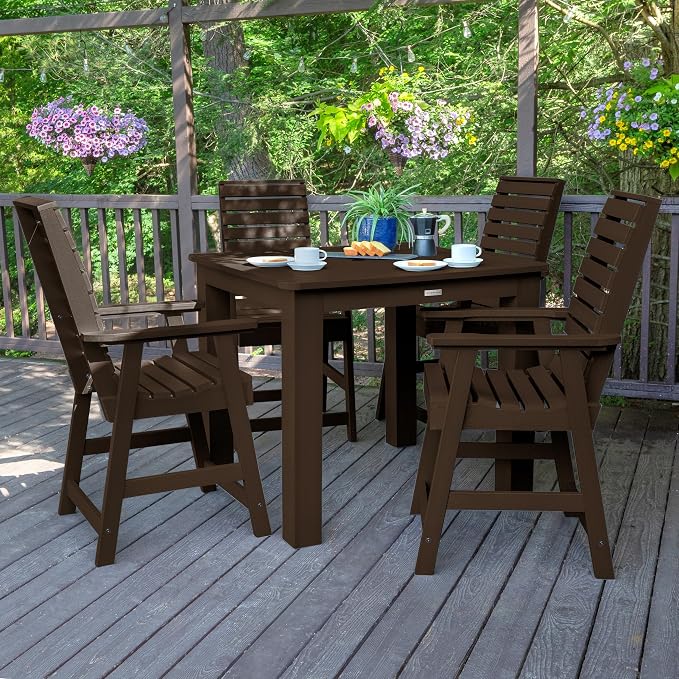 Highwood 5-Piece Weatherly Square Counter Height Dining Set, 42 by 42-Inch, Weathered Acorn