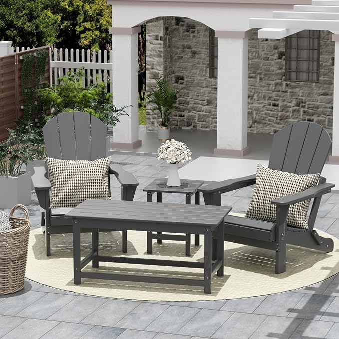 HDPE Laguna Outdoor Poly Adirondack Coffee Table, Gray