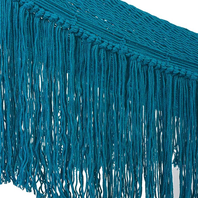 NOVICA Cotton Rope Hammock Turquoise from Mexico Double Blue Solid Bohemian Tropical Decor 'Caribbean Blue Cascade'(Double)