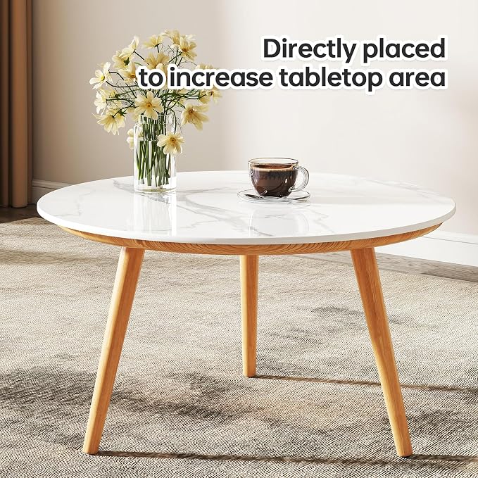 ZL ZELing Round Sintered Stone Table Top 51.2",Replacement Table Top for Indoor & Outdoor - Heat/Scratch Resistant Waterproof Ceramic DIY Desktop,Patio/Balcony/Bistro/Café & Dining Room (White)
