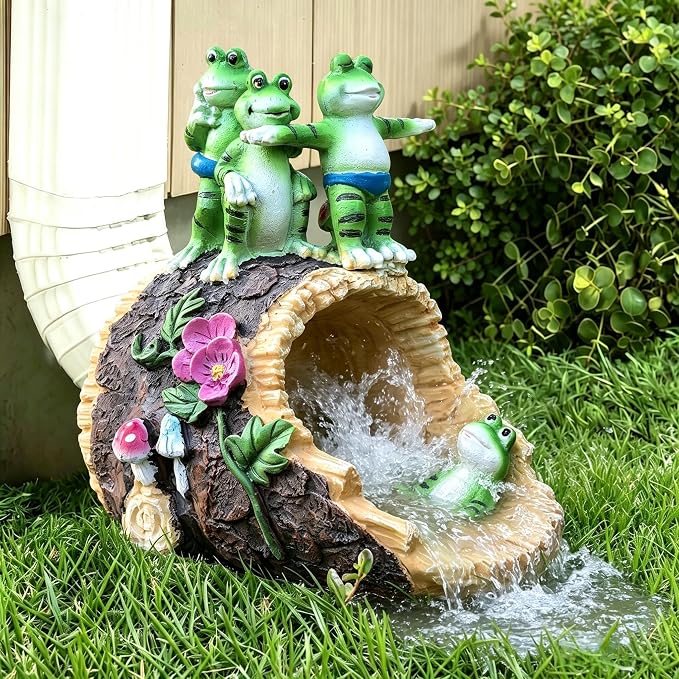 Decorative Gutter Downspout Extensions Statue,3" x 4" Downspout Extension Sculpture,Frog Decorative Rain Gutter Downspout Extension Figurine Decor Sculpture for Lawn Yard