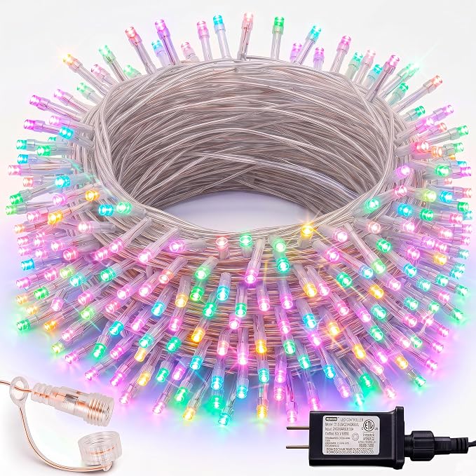 Dazzle Bright 300 LED Easter String Lights, 100 FT Colorful Connectable Waterproof String Lights Clear Wire with 8 Modes, Easter Decorations for Indoor Outdoor Party Yard Garden (Pastel)