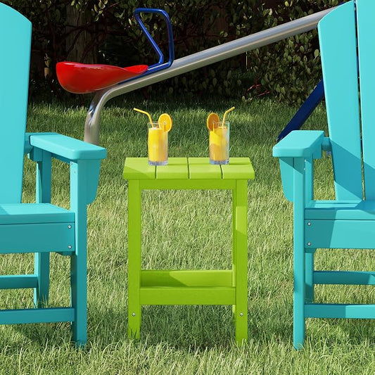 Costaelm Kids Outdoor End Table, Small Patio Table, Outdoor Side Table Porch Table Adirondack Patio Side Table for Outside, Pool, Porch, Garden, Lime