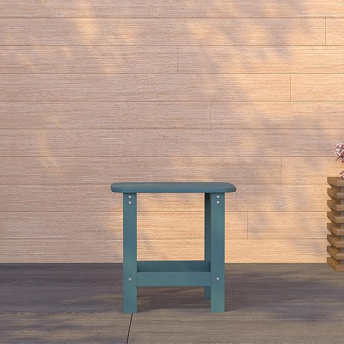 Merrick Lane Riviera Poly Resin Adirondack Style Side Table - Sea Foam - Indoor/Outdoor - All-Weather