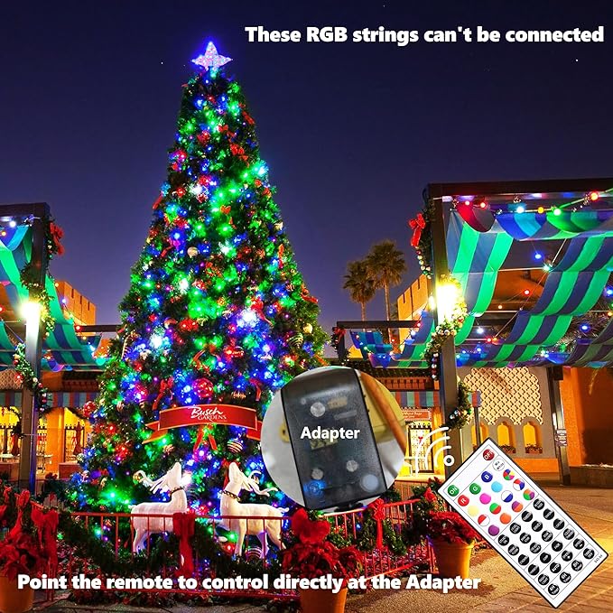 Joomer Christmas String Lights - 66FT 200LED Plug-in RGB String Lights | with Remote, Waterproof Outdoor Indoor with Timer Memory Function for Tree, Yard, Christmas Decor (Non-Connectable)