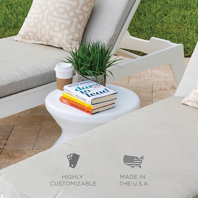 Ledge Lounger Signature Side Table - in Pool Side Table for Pool Ledges up to 10" inches deep - Outdoor All Weather for Porch, Patio, Garden, Backyard, and Beach (Cloud)
