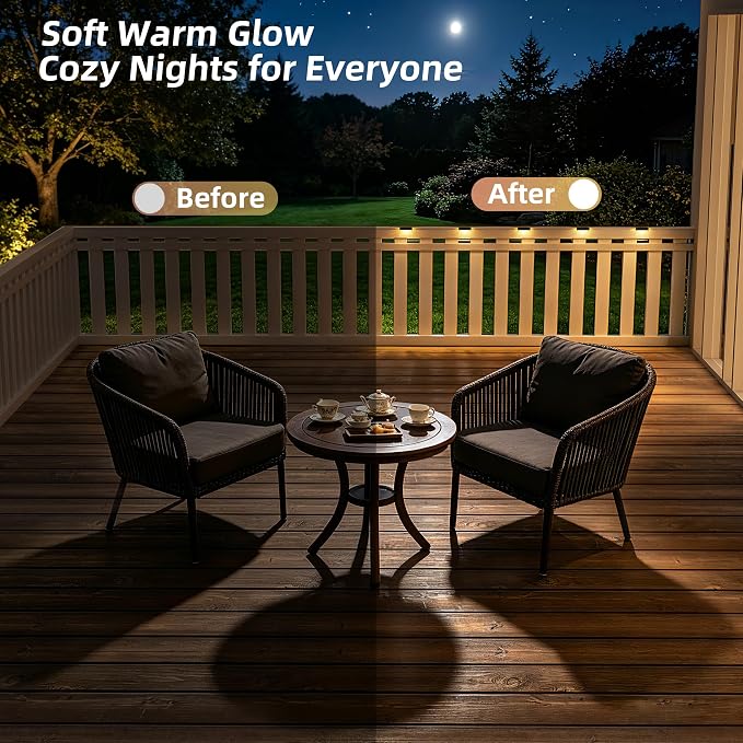 VOLISUN 24 Pack Solar Deck Lights Outdoor, Warm White LED Solar Step Lights for Outside, Waterproof Fence Light for Patio, Deck, Stairs, Yard, Pool and Porch (Black)