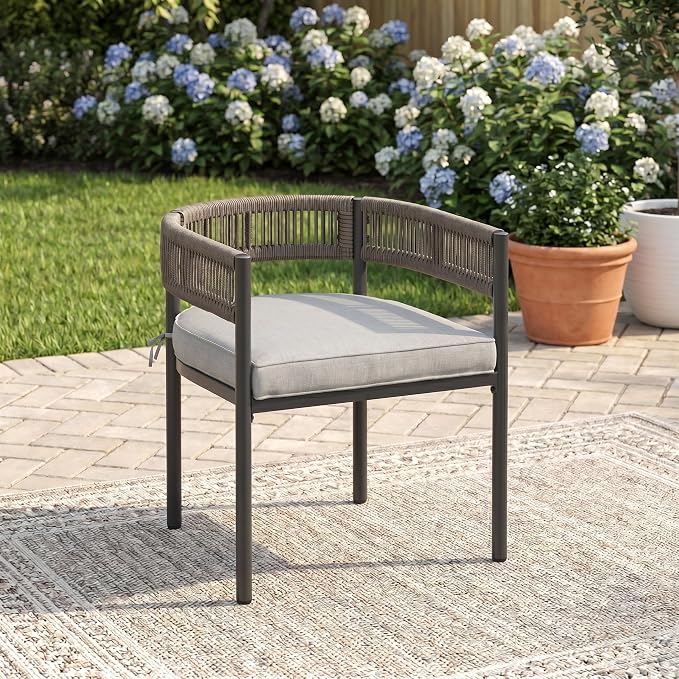 VICLLAX Patio Dining Set for 4-40.6" Round Table & Cushioned Seats, Grey