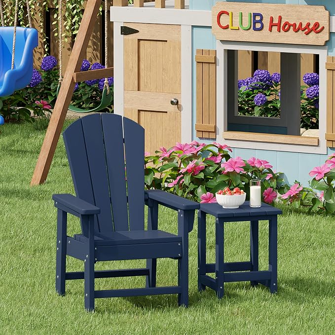 Costaelm Kids Outdoor End Table, Small Patio Table, Outdoor Side Table Porch Table Adirondack Patio Side Table for Outside, Pool, Porch, Garden, Navy Blue