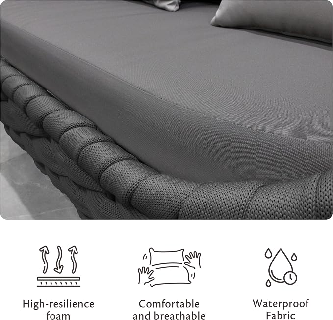 4 Pieces Set Aluminum Outdoor&Indoor Sofa, Modern Patio Furniture Set Conversation Set with Soft Cushion and Coffee Table for Balcony Garden，Black