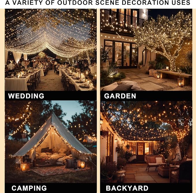 Dazzle Bright Christmas String Lights, 100 FT 300 LED Connectable Waterproof String Lights Clear Wire with 8 Modes Timer, Christmas Decorations for Indoor Outdoor Xmas Party Yard Garden (Warm White)