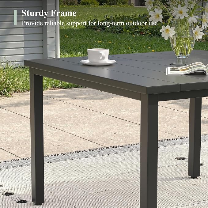 Patio Dining Set for 4, 40.2" Outdoor Dining Table and Chairs Set with Stackable Patio Chairs Outdoor Furniture for Garden Deck Backyard, Black Table and Black Chairs