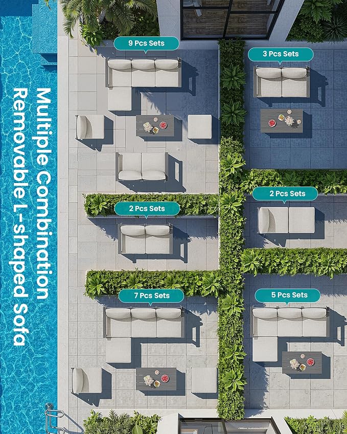 SERWALL Outdoor Coffee Table, HDPE All-Weather Patio Table, Patio Furniture Accent Table for Garden, Backyard, Balcony, Poolside, Grey