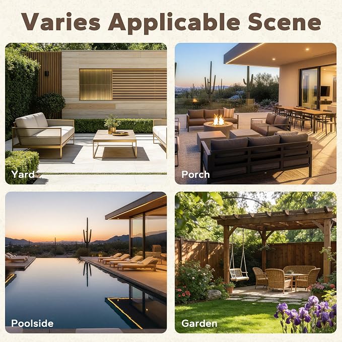 4 Pieces Patio Furniture Set with Wicker 75" Sofa, Two Swivel Rocker Chairs, One Coffee Table, Outdoor Conversation Furniture Set with Metal Armrest & Removable Cushions for Deck, Dark Blue