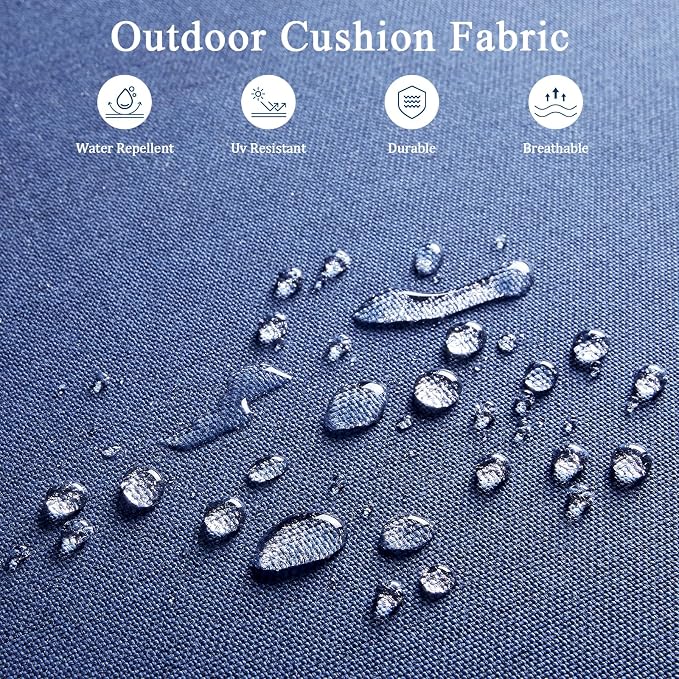 Luxury Patio Furniture Sofa Set - 8 Pieces All Weather Wicker Outdoor Couch and High Back Swivel Rocker Patio Chairs with fire Pit for Deck Yard and Poolside Gray Wicker | Blue Cushions