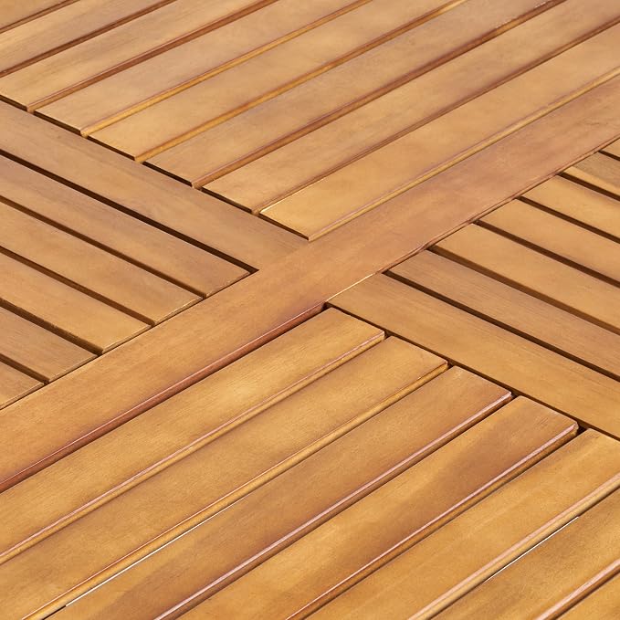 Christopher Knight Home Papali Acacia Wood Patio Dining Set for 4, Weather Resistant Outdoor Dining Table Set for 4, Square Dining Table and Chairs Set of 4 with Slatted Design, Teak