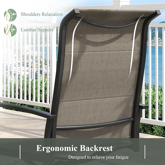 Outdoor Dining Set for 8, 60" Outdoor Dining Table with Umbrella Hole and Padded Textilene Patio Swivel Chairs, 9 Pieces Patio Table and Chairs Set for Garden Backyard, Mixed Brown and Black