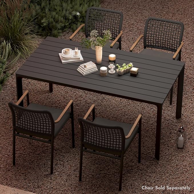 Modern Shade Cavo 67" All-Aluminum Outdoor Patio Dining Table, Minimalist Aluminum Patio Table with Elegant Easy-Clean Surface, Weather-Resistant Outdoor Dining Table for Garden, Indoor, Gray