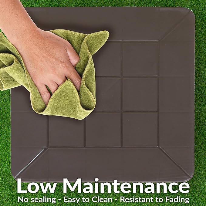 Sunnydaze Adirondack Small Outdoor Side Table for Balcony Essentials - Plastic Square End Table for Outside Patio - Brown - Set of 4