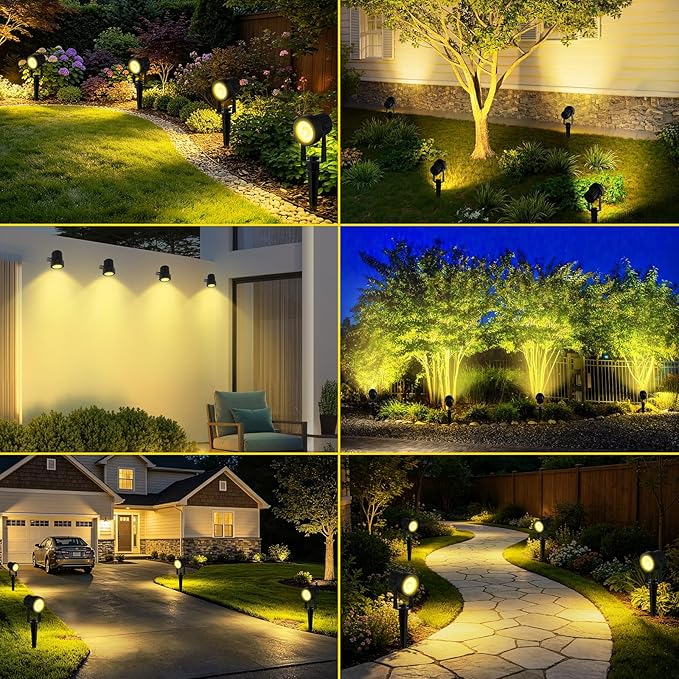 T-SUN Solar Spotlights, 4-in-1 Solar Landscape Spot Lights Outdoor Waterproof Auto ON/Off 5W Separate Solar Panel LED Lights, Solar Lights for Garden, Yard, Driveway, Pool Area(Warm White-3000K)