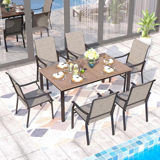 Sophia & William Outdoor Dining Set for 6, All-Weather & Durable Patio Table and Chairs Set, Patio Furniture Set for Lawn, Yark, and Courtyard