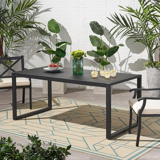 GOWE Outdoor Aluminum Dining Table, Black