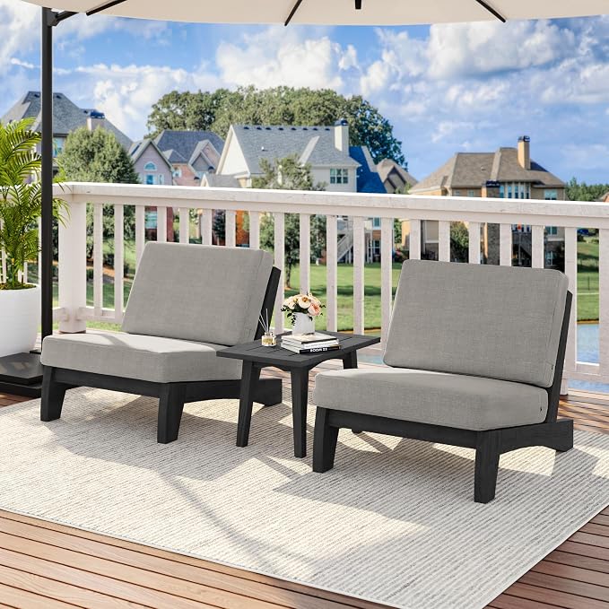 2 Piece Wood Patio Chair Outdoor Bistro Chairs, All Weather Outdoor Furniture Patio Chair Backyard Seating Group Conversation Sets - Light Camel/Dark
