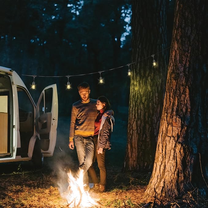 Feit Electric LED Solar Powered String Lights, Dusk-to-Dawn Sensor, 20ft Shatter Resistant Outdoor String Lights, Linkable, 2700K Warm White, 15,000-Hour Lifetime, SL20-10/SOL/V1, 11 Bulbs Included