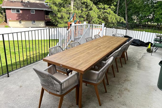 PURPLE LEAF 11 Pieces Patio Dining Set Aluminum Rectangular Table and Rattan Arm Chairs with Cushions for Kitchen Porch Garden Modern Outdoor Furniture Sets