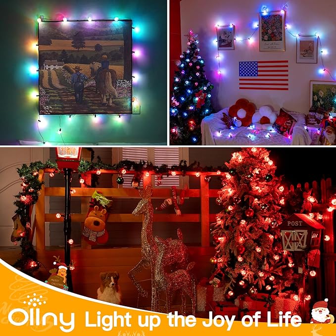 Ollny 30FT Outdoor String Lights, Waterproof Connectable Shatterproof RGBW Outside Light with 30 Edison LED Bulbs Plug in, Patio Lights for Indoor Balcony Porch Camping Deck