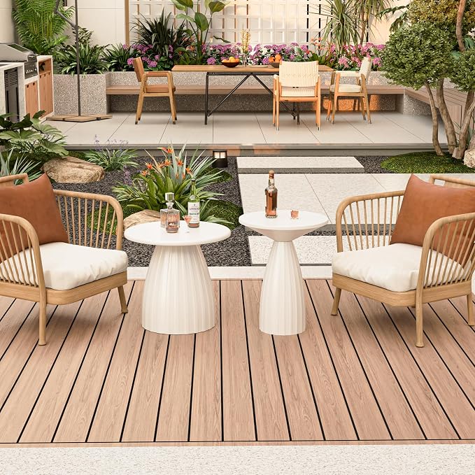 Round Small Patio Side Table, Patio Furniture Accent End Table, Metal Steel Outdoor Side Table, for Garden, Pool, Yard, Balcony, Living Room, Deck, Weather Resistant, No Assembly, Beige White