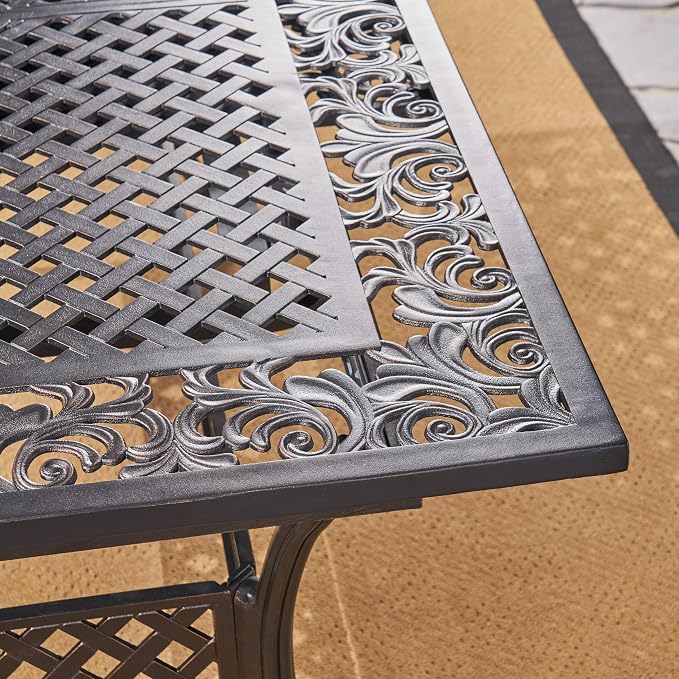 Christopher Knight Home Outdoor Expandable Patio Dining Table, 64"-81", Cast Aluminum, Shiny Copper