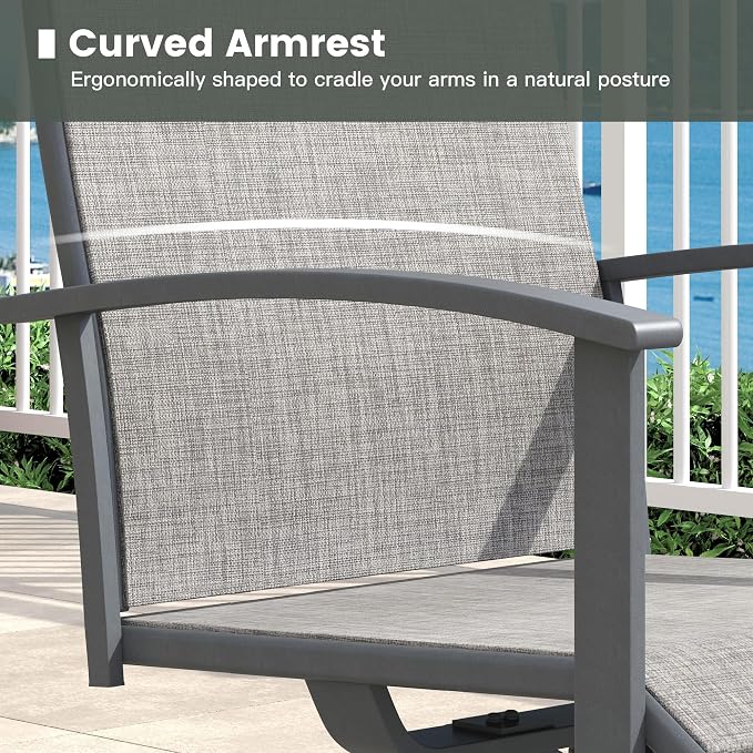 7 Pieces Round Patio Dining Set, Outdoor Furniture of 50" Round Patio Table and Patio Swivel Chairs for Backyard Lawn Garden, Dark Grey Table and Grey Chairs