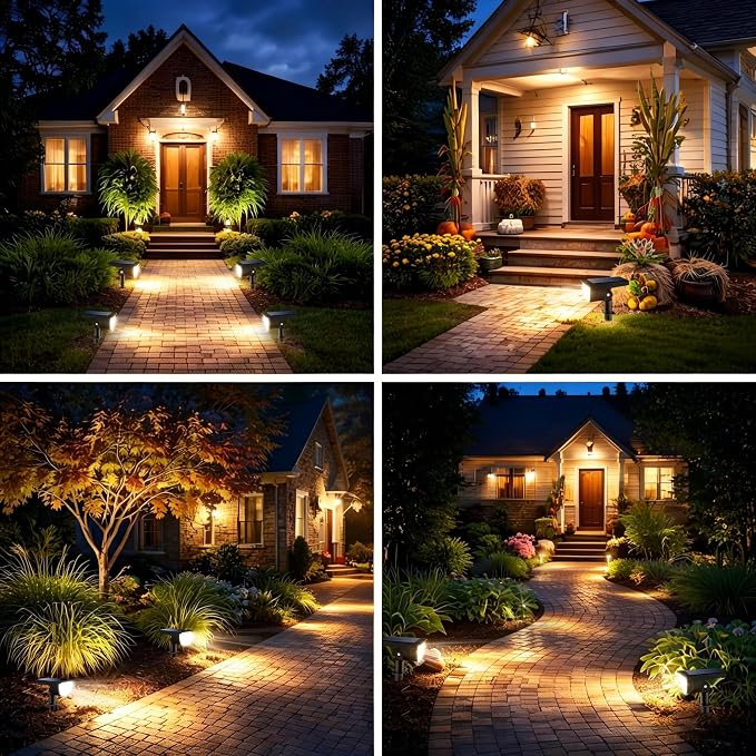 GKGG Solar Lights Outdoor Waterproof IP65, Solar Powered 76 LED 3 Lighting Modes Solar Spot Lights Outdoor for Yard Garden Landscape Pathway (Warm White, 4 Pack)