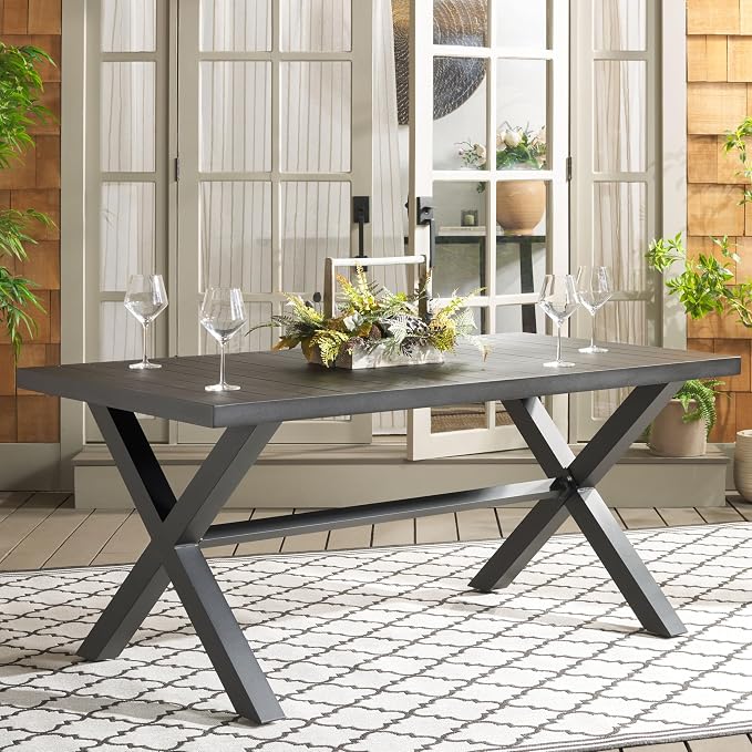 SAFAVIEH Outdoor Collection Core Grey Aluminum Bistro Table