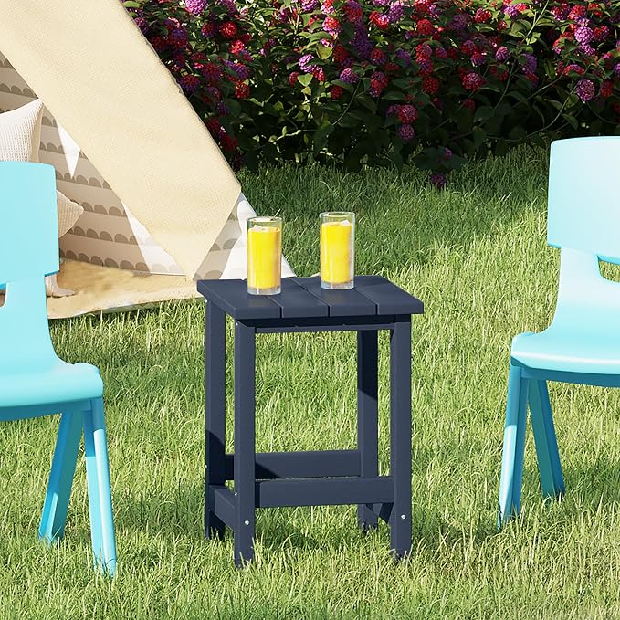 Costaelm Kids Outdoor End Table, Small Patio Table, Outdoor Side Table Porch Table Adirondack Patio Side Table for Outside, Pool, Porch, Garden, Navy Blue