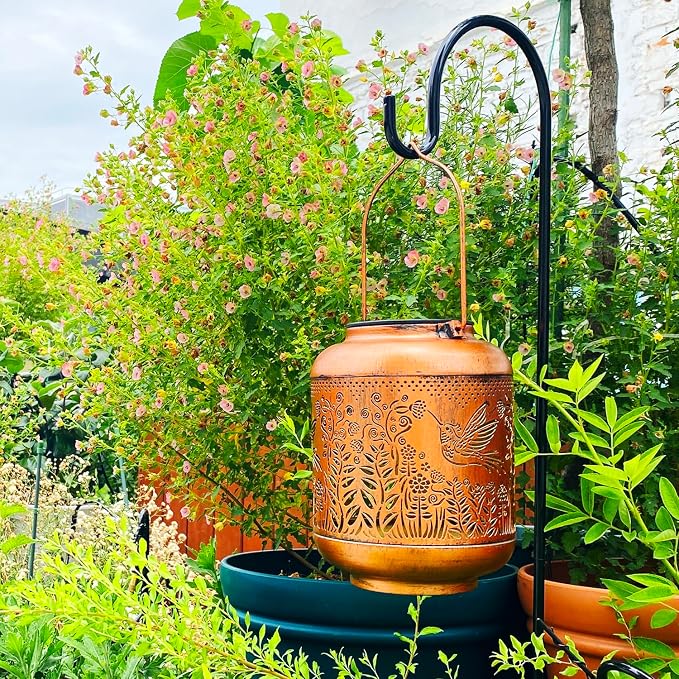 Hummingbird Solar Lanterns Outdoor Waterproof Hanging Solar Lights Hummingbird Gifts for Women Men Mom Metal Bird Decorative LED Lanterns for Yard, Patio, Lawn, Pathway, Landscape, Garden Decor
