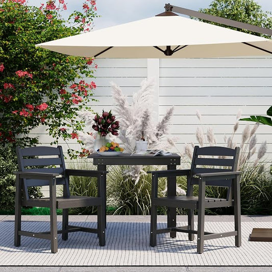 Anbuy Patio HDPE Dining Table Sets, Patio Dining Chairs Set of 2 - HDPE Outdoor Dining Chair for Various Scenes in Outdoor, Dining Room, Garden (Black)